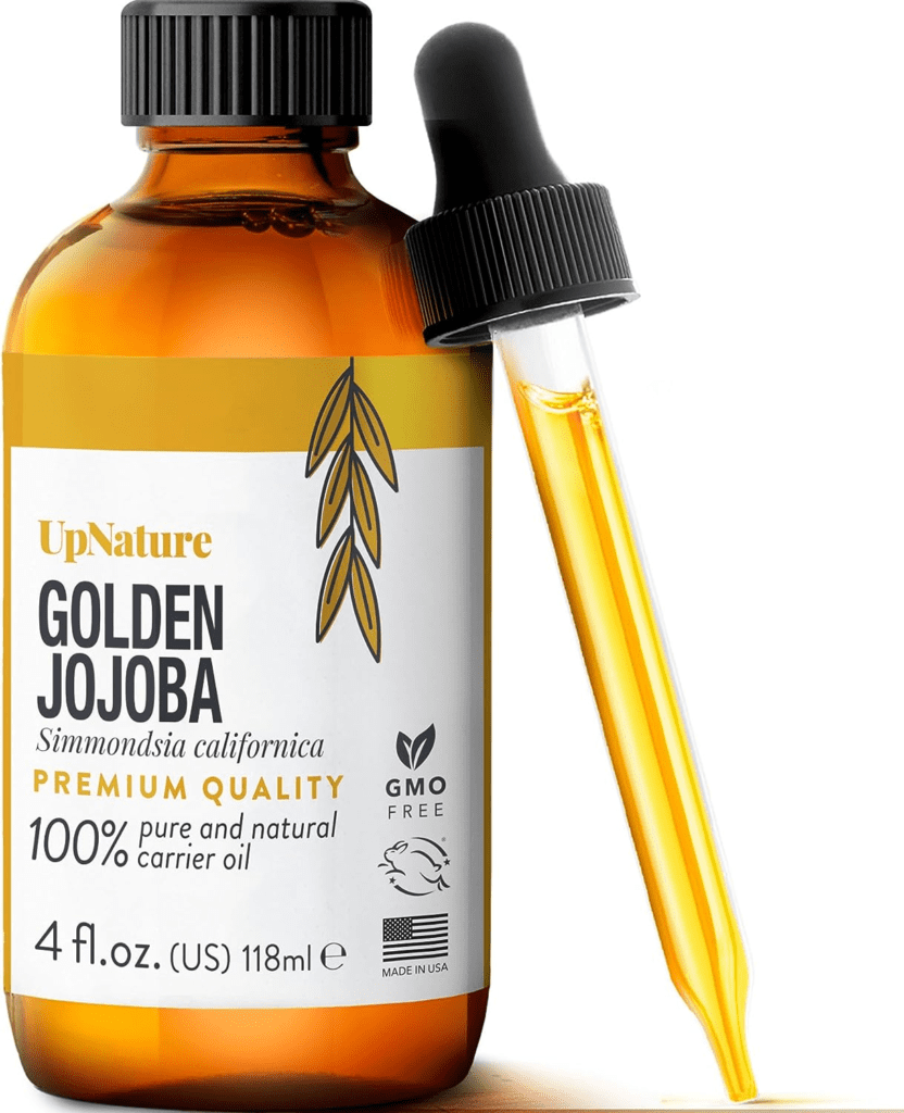 a bottle of jojoba oil